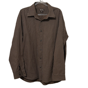 🐾Michael Kors Men's Dark Brown Plaid Shirt long sleeve size XL GUC